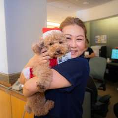 UCLA Nurse with therapy dog