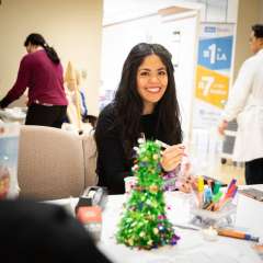 UCLA employee making holiday crafts