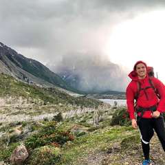 Dr. Jean Vo backpacking in Patagonia